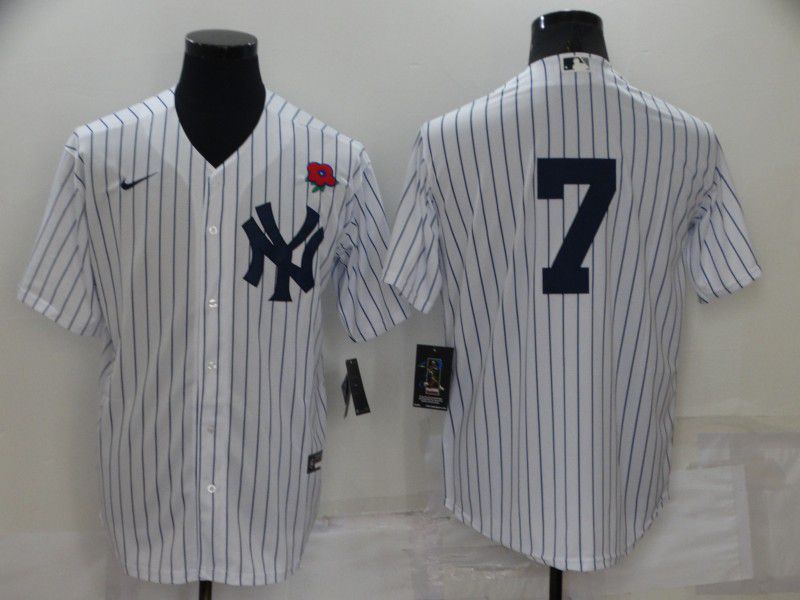 Men New York Yankees #7 No Name White Strip Game 2022 Nike MLB Jersey